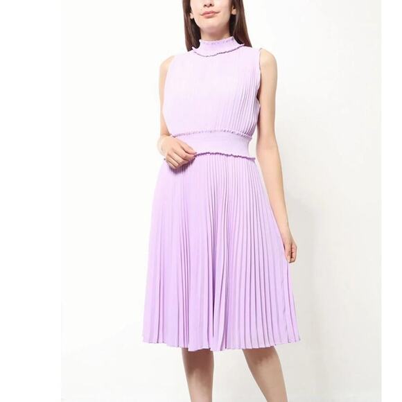 Nanette Lepore Orchid Bloom Sleeveless Accordion Pleated High Neck Midi Dress - Picture 1 of 12
